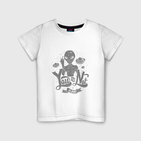 Детская футболка хлопок с принтом Ты не один в Кировске, 100% хлопок | круглый вырез горловины, полуприлегающий силуэт, длина до линии бедер | Тематика изображения на принте: гуманоид | инопланетянин | летающая тарелка | пришельцы