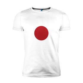Мужская футболка премиум с принтом Япония минимализм в Кировске, 92% хлопок, 8% лайкра | приталенный силуэт, круглый вырез ворота, длина до линии бедра, короткий рукав | круг | минимализм | японский флагяпония