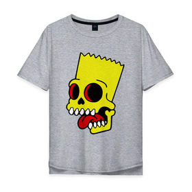 Мужская футболка хлопок Oversize с принтом Барт Симпсон. Зомби в Кировске, 100% хлопок | свободный крой, круглый ворот, “спинка” длиннее передней части | зомби