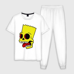 Мужская пижама хлопок с принтом Барт Симпсон. Зомби в Кировске, 100% хлопок | брюки и футболка прямого кроя, без карманов, на брюках мягкая резинка на поясе и по низу штанин
 | зомби