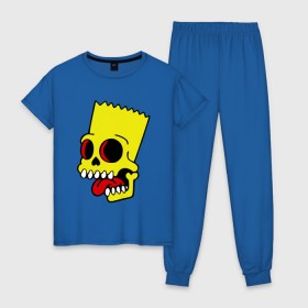 Женская пижама хлопок с принтом Барт Симпсон. Зомби в Кировске, 100% хлопок | брюки и футболка прямого кроя, без карманов, на брюках мягкая резинка на поясе и по низу штанин | зомби