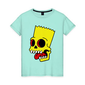Женская футболка хлопок с принтом Барт Симпсон. Зомби в Кировске, 100% хлопок | прямой крой, круглый вырез горловины, длина до линии бедер, слегка спущенное плечо | зомби
