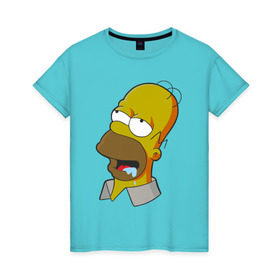 Женская футболка хлопок с принтом Simpsons в Кировске, 100% хлопок | прямой крой, круглый вырез горловины, длина до линии бедер, слегка спущенное плечо | simpsons donut brain симпсон гомер homer