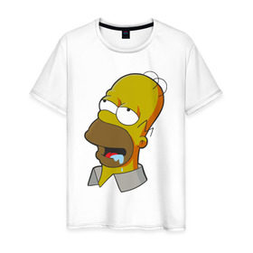 Мужская футболка хлопок с принтом Simpsons в Кировске, 100% хлопок | прямой крой, круглый вырез горловины, длина до линии бедер, слегка спущенное плечо. | simpsons donut brain симпсон гомер homer