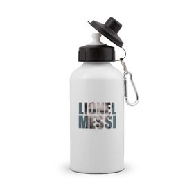 Бутылка спортивная с принтом Lionel Messi face в Кировске, металл | емкость — 500 мл, в комплекте две пластиковые крышки и карабин для крепления | месси