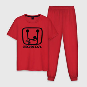 Мужская пижама хлопок с принтом Honda Logo Sexy в Кировске, 100% хлопок | брюки и футболка прямого кроя, без карманов, на брюках мягкая резинка на поясе и по низу штанин
 | Тематика изображения на принте: 