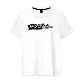 Мужская футболка хлопок с принтом Honda custom logo в Кировске, 100% хлопок | прямой крой, круглый вырез горловины, длина до линии бедер, слегка спущенное плечо. | Тематика изображения на принте: honda custom logo хонда