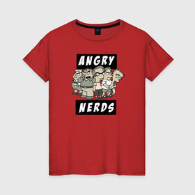 Женская футболка хлопок с принтом Angry Nerds в Кировске, 100% хлопок | прямой крой, круглый вырез горловины, длина до линии бедер, слегка спущенное плечо | angry nerds simpsons симпсоны нерд angry bird