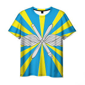 Мужская футболка 3D с принтом Флаг ВВС в Кировске, 100% полиэфир | прямой крой, круглый вырез горловины, длина до линии бедер | авиатор | авиация | герб | летчику