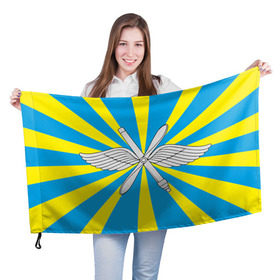 Флаг 3D с принтом Флаг ВВС в Кировске, 100% полиэстер | плотность ткани — 95 г/м2, размер — 67 х 109 см. Принт наносится с одной стороны | авиатор | авиация | герб | летчику