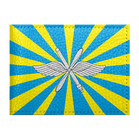Обложка для студенческого билета с принтом Флаг ВВС в Кировске, натуральная кожа | Размер: 11*8 см; Печать на всей внешней стороне | авиатор | авиация | герб | летчику