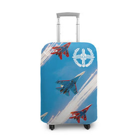 Чехол для чемодана 3D с принтом Самолеты в Кировске, 86% полиэфир, 14% спандекс | двустороннее нанесение принта, прорези для ручек и колес | авиатор | авиация | ввс | герб | летчику | небо | самолет