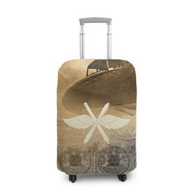 Чехол для чемодана 3D с принтом Авиация в Кировске, 86% полиэфир, 14% спандекс | двустороннее нанесение принта, прорези для ручек и колес | old | авиатор | авиация | ввс | герб | летчику | небо | самолет | чб