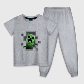 Детская пижама хлопок с принтом Creeper в Кировске, 100% хлопок |  брюки и футболка прямого кроя, без карманов, на брюках мягкая резинка на поясе и по низу штанин
 | крипер