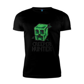Мужская футболка премиум с принтом Creeper hunter в Кировске, 92% хлопок, 8% лайкра | приталенный силуэт, круглый вырез ворота, длина до линии бедра, короткий рукав | крипер | майнкрафт | охотник