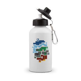Бутылка спортивная с принтом Minecraft world в Кировске, металл | емкость — 500 мл, в комплекте две пластиковые крышки и карабин для крепления | майнкрафт | мир