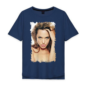 Мужская футболка хлопок Oversize с принтом Анджелина Джоли в Кировске, 100% хлопок | свободный крой, круглый ворот, “спинка” длиннее передней части | angelina jolie | анджелина джоли | кинозвезда