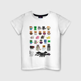 Детская футболка хлопок с принтом Мобы Minecraft в Кировске, 100% хлопок | круглый вырез горловины, полуприлегающий силуэт, длина до линии бедер | крипер