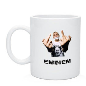 Кружка с принтом Eminem Fuck в Кировске, керамика | объем — 330 мл, диаметр — 80 мм. Принт наносится на бока кружки, можно сделать два разных изображения | Тематика изображения на принте: marshal mathers | rap | slim shady