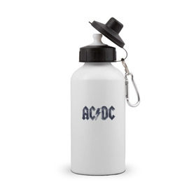 Бутылка спортивная с принтом AC DC Chrome в Кировске, металл | емкость — 500 мл, в комплекте две пластиковые крышки и карабин для крепления | ac dc