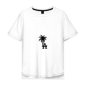 Мужская футболка хлопок Oversize с принтом Los Angeles palm в Кировске, 100% хлопок | свободный крой, круглый ворот, “спинка” длиннее передней части | angeles | la | los | анджелес | ла | лос
