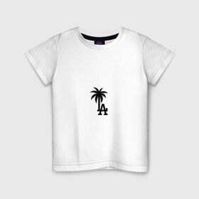 Детская футболка хлопок с принтом Los Angeles palm в Кировске, 100% хлопок | круглый вырез горловины, полуприлегающий силуэт, длина до линии бедер | Тематика изображения на принте: angeles | la | los | анджелес | ла | лос