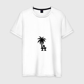Мужская футболка хлопок с принтом Los Angeles palm в Кировске, 100% хлопок | прямой крой, круглый вырез горловины, длина до линии бедер, слегка спущенное плечо. | angeles | la | los | анджелес | ла | лос