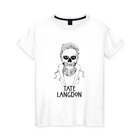 Женская футболка хлопок с принтом Tate Langdon в Кировске, 100% хлопок | прямой крой, круглый вырез горловины, длина до линии бедер, слегка спущенное плечо | american | horror | story | американкая | история