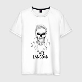 Мужская футболка хлопок с принтом Tate Langdon в Кировске, 100% хлопок | прямой крой, круглый вырез горловины, длина до линии бедер, слегка спущенное плечо. | american | horror | story | американкая | история