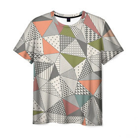 Мужская футболка 3D с принтом Геометрия в Кировске, 100% полиэфир | прямой крой, круглый вырез горловины, длина до линии бедер | Тематика изображения на принте: геометрия | текстура | фигура | фон