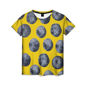 Женская футболка 3D с принтом Ягоды в Кировске, 100% полиэфир ( синтетическое хлопкоподобное полотно) | прямой крой, круглый вырез горловины, длина до линии бедер | еда | черника | ягода