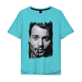 Мужская футболка хлопок Oversize с принтом Johnny Depp (retro style) в Кировске, 100% хлопок | свободный крой, круглый ворот, “спинка” длиннее передней части | johnny depp | голливуд | джонни депп | кинозвезда