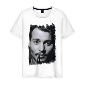 Мужская футболка хлопок с принтом Johnny Depp (retro style) в Кировске, 100% хлопок | прямой крой, круглый вырез горловины, длина до линии бедер, слегка спущенное плечо. | johnny depp | голливуд | джонни депп | кинозвезда