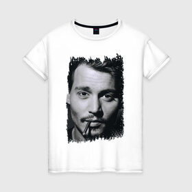 Женская футболка хлопок с принтом Johnny Depp (retro style) в Кировске, 100% хлопок | прямой крой, круглый вырез горловины, длина до линии бедер, слегка спущенное плечо | johnny depp | голливуд | джонни депп | кинозвезда