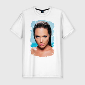 Мужская футболка премиум с принтом Анджелина Джоли в Кировске, 92% хлопок, 8% лайкра | приталенный силуэт, круглый вырез ворота, длина до линии бедра, короткий рукав | 