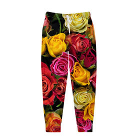 Мужские брюки 3D с принтом Цветы в Кировске, 100% полиэстер | манжеты по низу, эластичный пояс регулируется шнурком, по бокам два кармана без застежек, внутренняя часть кармана из мелкой сетки | flower | девушкам | розы | цветочки | цветы