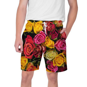Мужские шорты 3D с принтом Цветы в Кировске,  полиэстер 100% | прямой крой, два кармана без застежек по бокам. Мягкая трикотажная резинка на поясе, внутри которой широкие завязки. Длина чуть выше колен | flower | девушкам | розы | цветочки | цветы