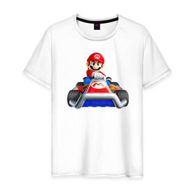 Мужская футболка хлопок с принтом Super Mario в Кировске, 100% хлопок | прямой крой, круглый вырез горловины, длина до линии бедер, слегка спущенное плечо. | Тематика изображения на принте: 