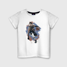 Детская футболка хлопок с принтом Баскетбол в Кировске, 100% хлопок | круглый вырез горловины, полуприлегающий силуэт, длина до линии бедер | basketball | nba | баскетболист | нба