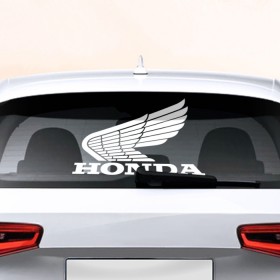 Наклейка на авто - для заднего стекла с принтом Honda в Кировске, ПВХ | Точные размеры наклейки зависят от выбранного изображения (ширина не больше 75 мм, высота не больше 45 мм) | Тематика изображения на принте: автобренд | лого | машина | хонда