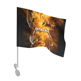 Флаг для автомобиля с принтом METALLICA в Кировске, 100% полиэстер | Размер: 30*21 см | metallica | rock | металлика | метла | рок