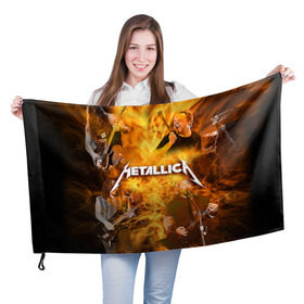 Флаг 3D с принтом METALLICA в Кировске, 100% полиэстер | плотность ткани — 95 г/м2, размер — 67 х 109 см. Принт наносится с одной стороны | metallica | rock | металлика | метла | рок