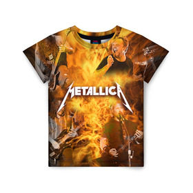 Детская футболка 3D с принтом METALLICA в Кировске, 100% гипоаллергенный полиэфир | прямой крой, круглый вырез горловины, длина до линии бедер, чуть спущенное плечо, ткань немного тянется | metallica | rock | металлика | метла | рок