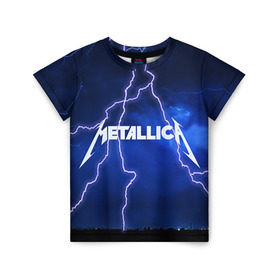 Детская футболка 3D с принтом METALLICA в Кировске, 100% гипоаллергенный полиэфир | прямой крой, круглый вырез горловины, длина до линии бедер, чуть спущенное плечо, ткань немного тянется | metallica | rock | металлика | рок