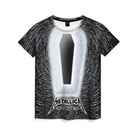 Женская футболка 3D с принтом METALLICA в Кировске, 100% полиэфир ( синтетическое хлопкоподобное полотно) | прямой крой, круглый вырез горловины, длина до линии бедер | металлика