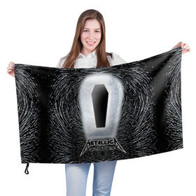 Флаг 3D с принтом METALLICA в Кировске, 100% полиэстер | плотность ткани — 95 г/м2, размер — 67 х 109 см. Принт наносится с одной стороны | металлика