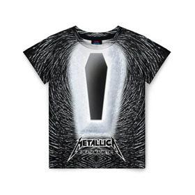 Детская футболка 3D с принтом METALLICA в Кировске, 100% гипоаллергенный полиэфир | прямой крой, круглый вырез горловины, длина до линии бедер, чуть спущенное плечо, ткань немного тянется | металлика