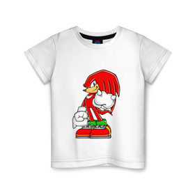 Детская футболка хлопок с принтом Knuckles в Кировске, 100% хлопок | круглый вырез горловины, полуприлегающий силуэт, длина до линии бедер | Тематика изображения на принте: knukles | sonic | ехидна | наклз | соник
