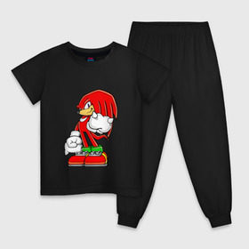 Детская пижама хлопок с принтом Knuckles в Кировске, 100% хлопок |  брюки и футболка прямого кроя, без карманов, на брюках мягкая резинка на поясе и по низу штанин
 | knukles | sonic | ехидна | наклз | соник