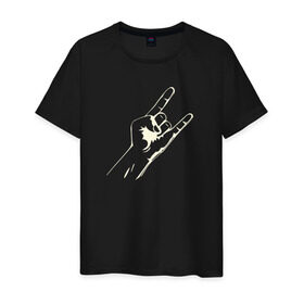 Мужская футболка хлопок с принтом It`s metall! в Кировске, 100% хлопок | прямой крой, круглый вырез горловины, длина до линии бедер, слегка спущенное плечо. | metall | rock | коза | лого | металл | рок